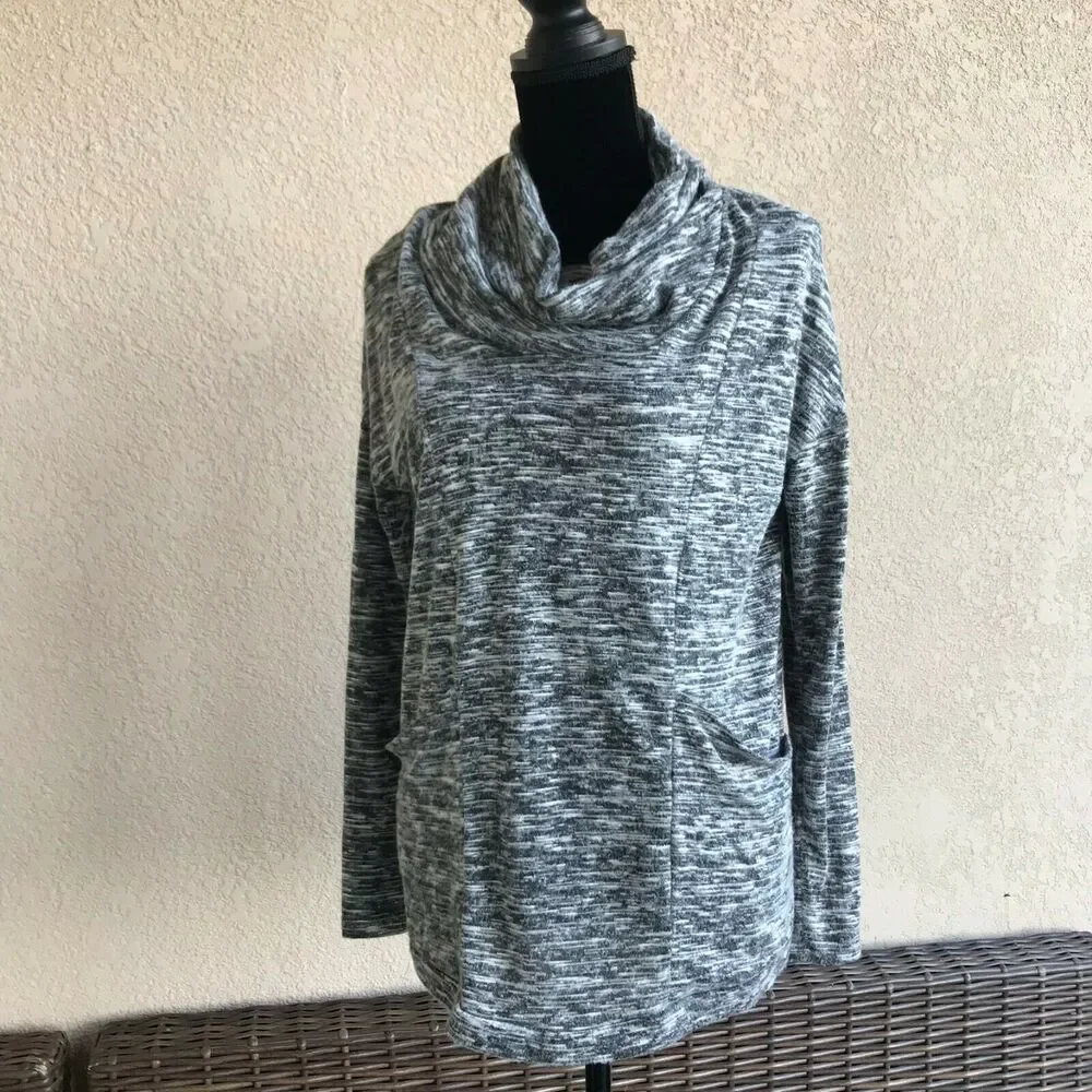 Altar'd State Womens Top Sz S Intimates Heather Gray Black Slouchy Cowl Neck NEW